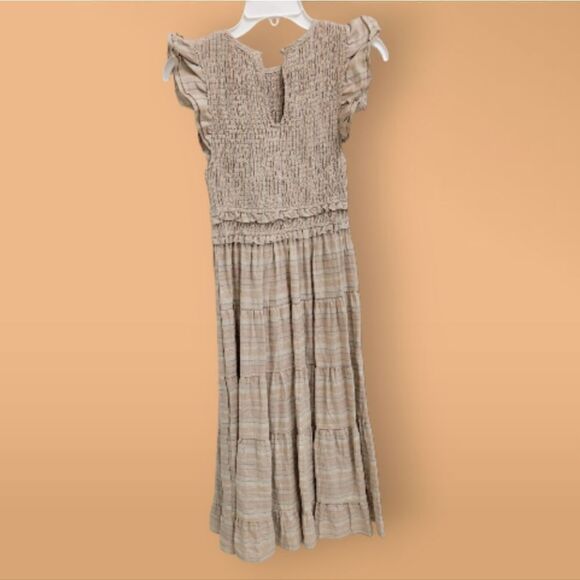 Storia Smocked Cotton  Floral Ruffle Cap Sleeve Dress Small NWT - Picture 2 of 11